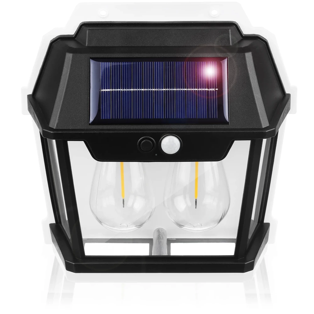 AKCE - Solární nástěnné světlo 2 LED s detektorem pohybu RETRO 28W 1800mAh 600LM 120°