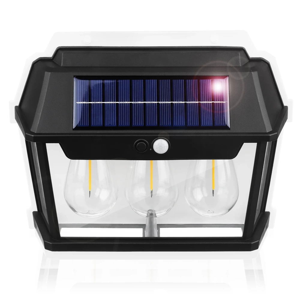 Solární nástěnné světlo 3 LED s detektorem pohybu RETRO 38W 1800mAh 600LM 120°