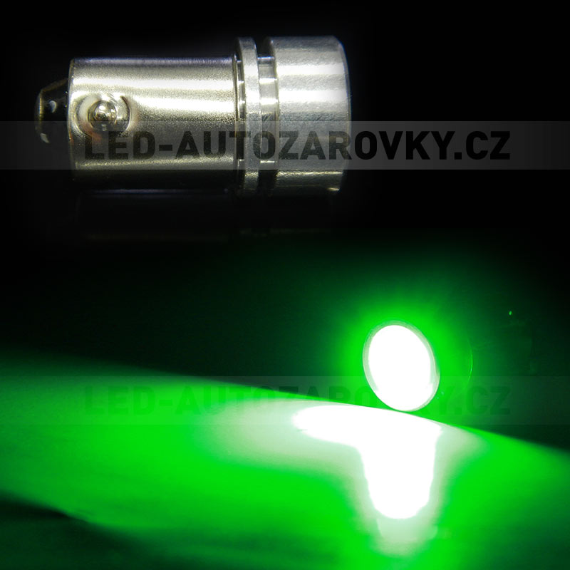 Parkovací světlo - 1x1W LED SMD zelené - patice BA9S, 1ks 