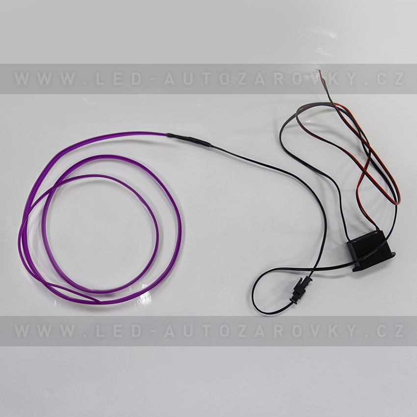 Svítící elektrický drát - kabel, 100cm, barva fialová, 12V