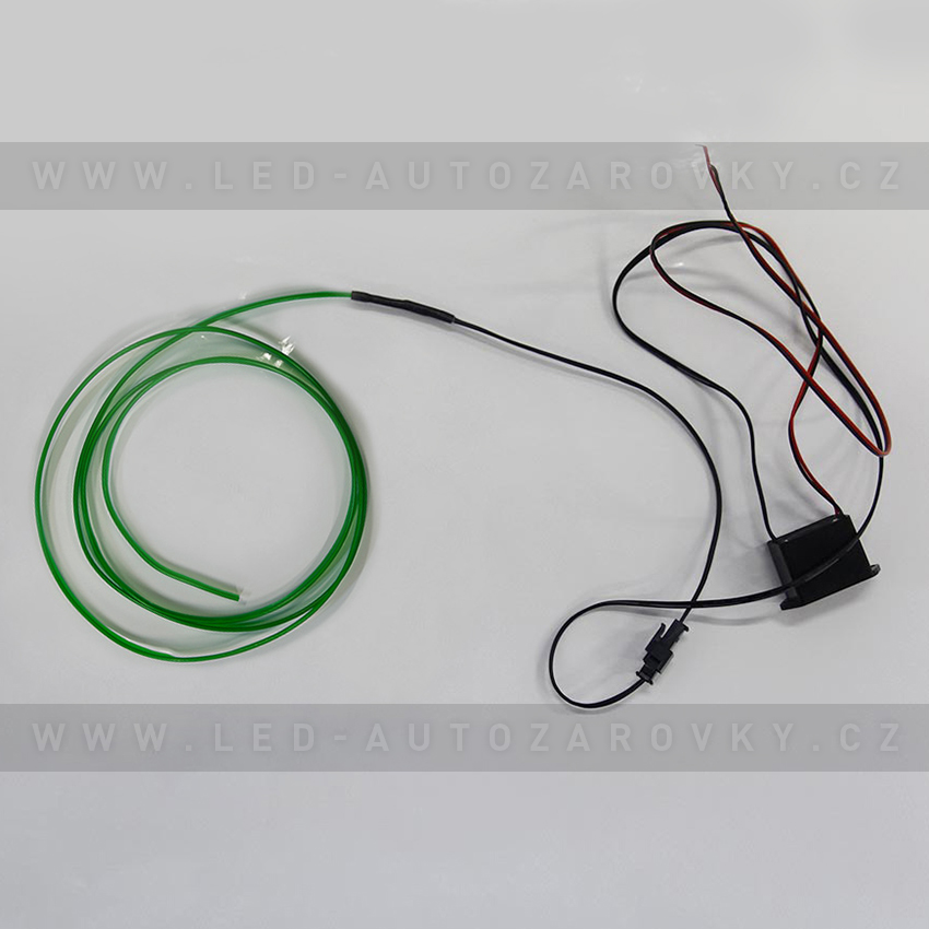 Svítící elektrický drát - kabel, 2m, barva zelená, 12V