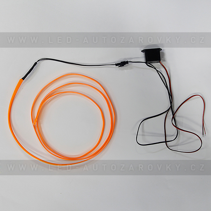 Svítící elektrický drát - kabel, 5m, barva oranžová, 12V