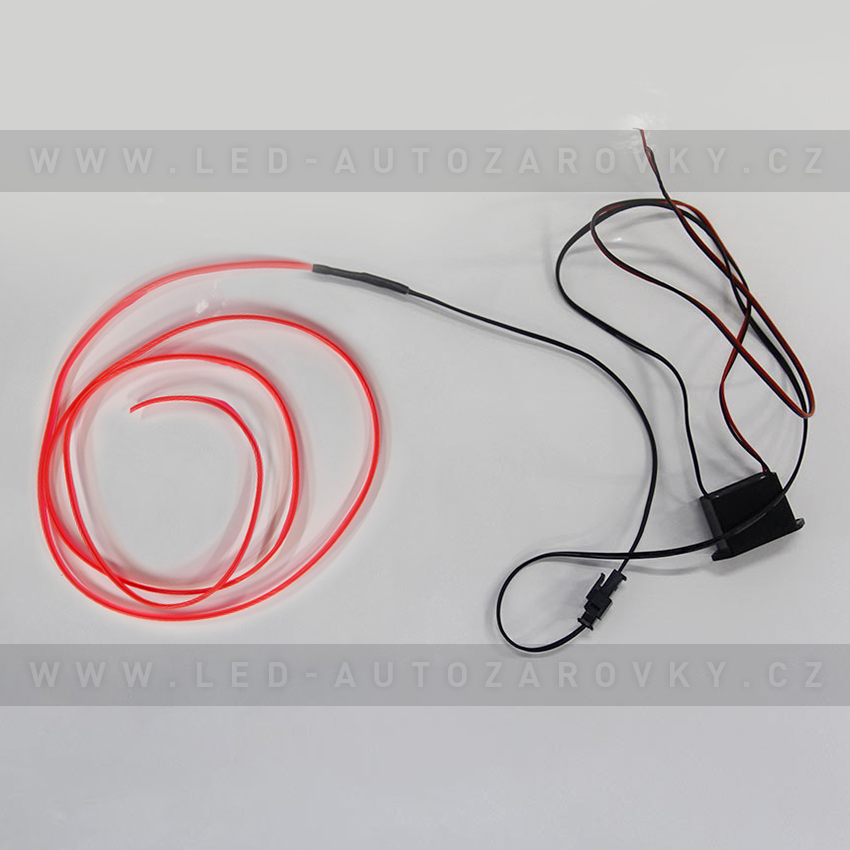 Svítící elektrický drát - kabel, 5m, barva růžová, 12V