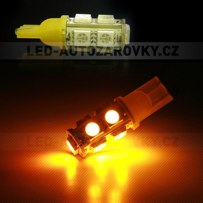 LED T10 - 9 x LED SMD ŽLUTÉ - bezpaticové, 1ks
