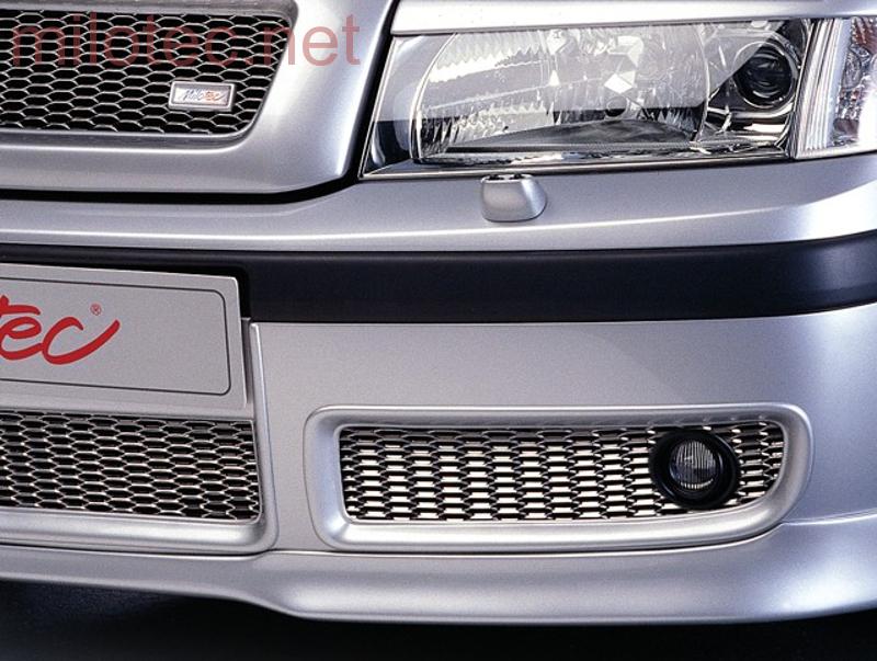 Třídílná mřížka nárazníku, nerez s mlhovkami - Škoda Octavia I. Facelift