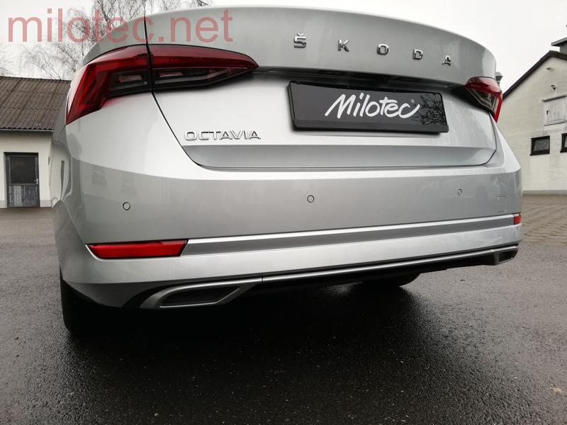 Dummy – koncovky výfuku se středovou lištou, Alu Brush - Škoda Octavia IV. od r.v. 2020