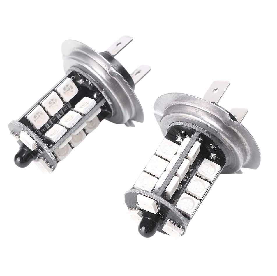 LED RGB autožárovky H7 27 SMD 12V 800lm s dálkovým ovládáním, 2ks