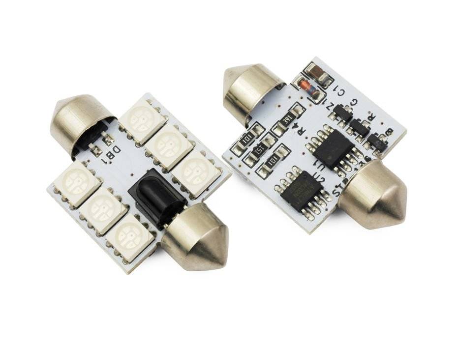 Sufitka LED RGB 36mm 6 SMD s dálkovým ovladačem, 2ks