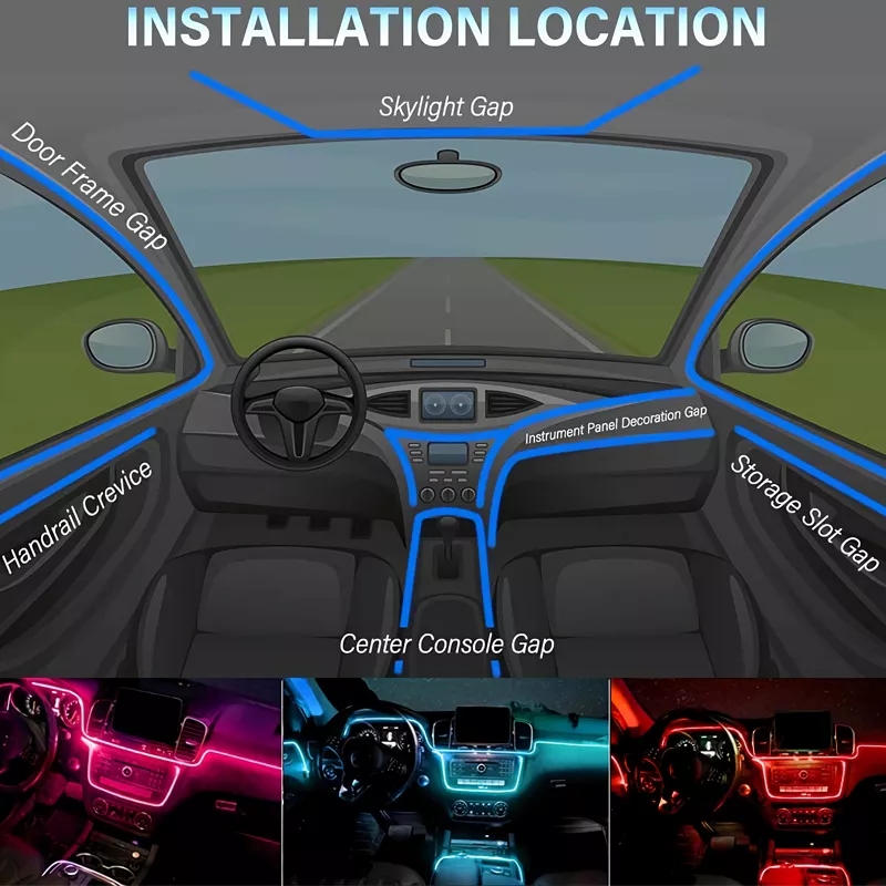 Akce - ambientní LED RGB osvětlení do auta, iOS a Android s Bluetooth, 6m, 12V
