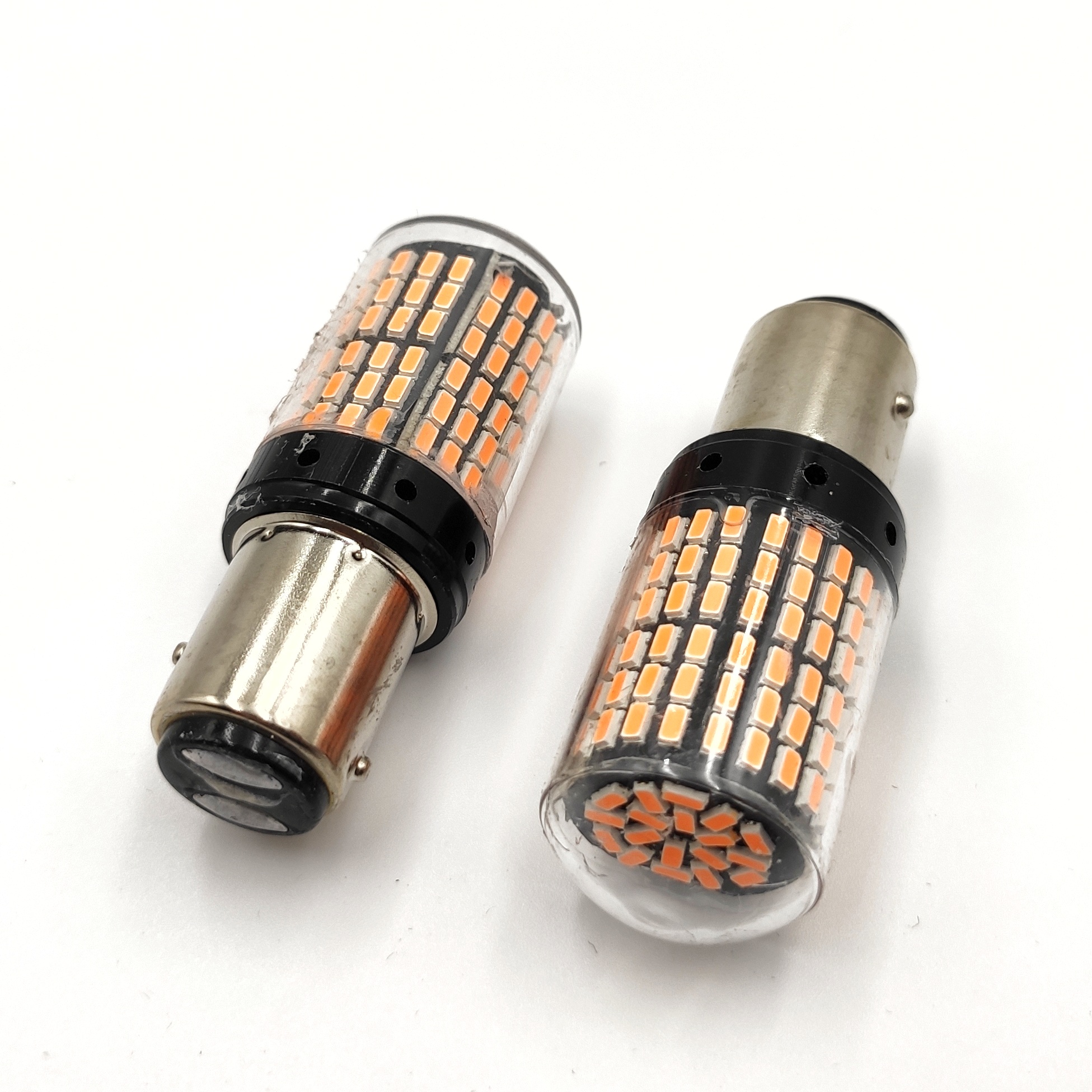 Oranžová LED žárovka BA15D, 21/5W CANBUS, 144 SMD, 1ks