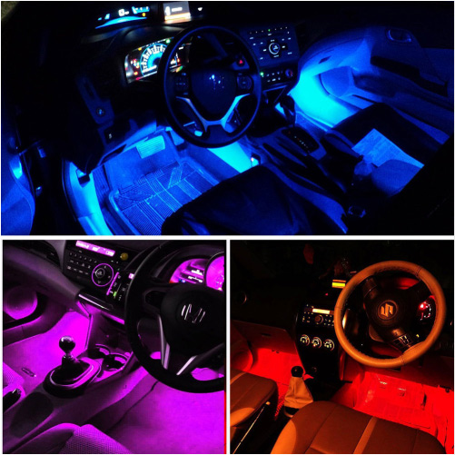 LED RGB osvětlení do interiéru aut, 32cm s dálkovým ovládáním