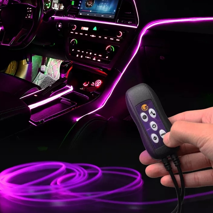 Ambientní LED RGB USB osvětlení do auta, 3m 12V dálkový ovladač