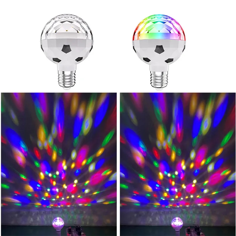 LED RGB disco koule - otočná žárovka E27