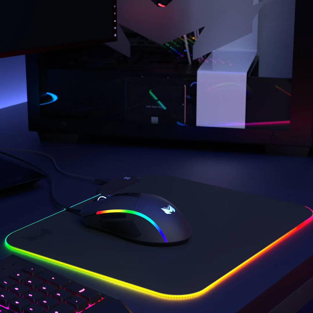 Herní podložka pod myš 35x25cm, RGB LED podsvícení, 13 režimů svícení