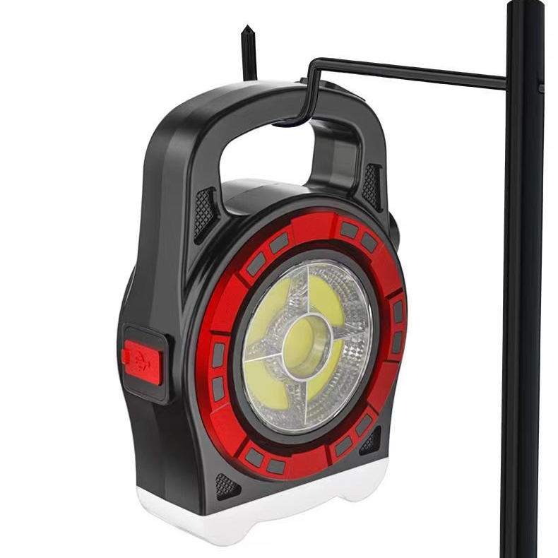 LED solární multifunkční svítilna - baterka s vestavěnou dobíjecí baterií, 9 LED 300lm 20W 2400mAh, s powerbankou