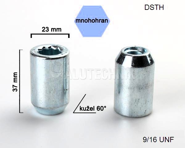 Kolová matice 9/16 UNF kužel s vnitřním mnohohranem výška 37mm, vnější průměr 23mm