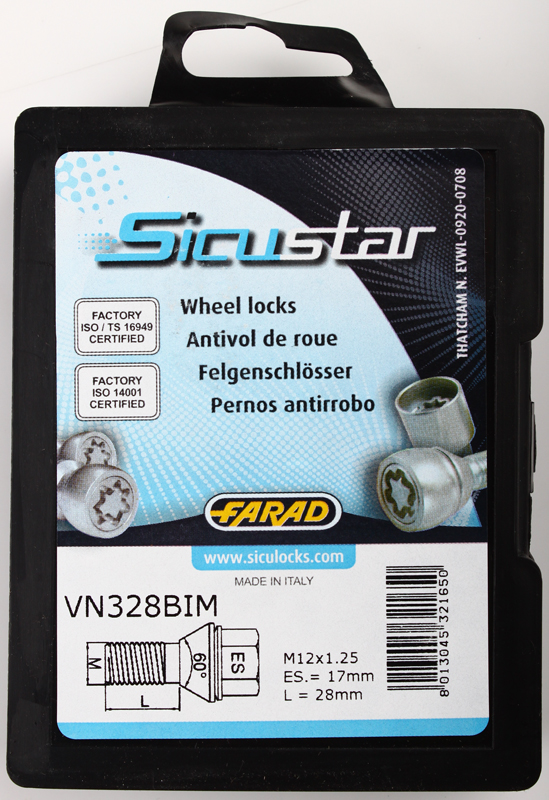 Zajišťovací šrouby SICUSTAR M12x1,5x44mm, kužel (pro změnu rozteče) klíč 17