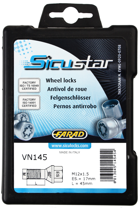 Zajišťovací šrouby SICUSTAR M12x1,5x45mm, kužel, klíč 17