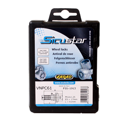 Zajišťovací šrouby SICUSTAR M12x1,25x61mm, plochá s podložkou, klíč 17