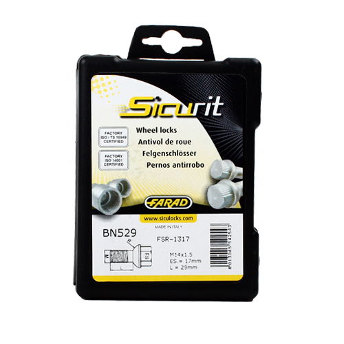 Zajišťovací šrouby SICURIT M14x1,5x29mm, kulová R13, klíč 17
