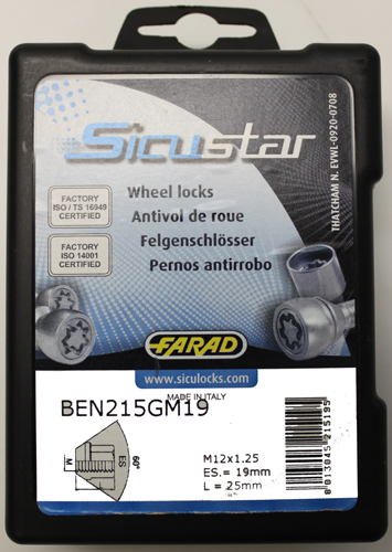 Zajišťovací matice SICUSTAR M12x1,25mm, kužel, otevřená, klíč 19, černé