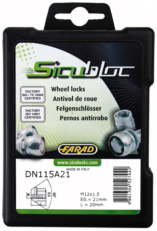 Zajišťovací matice SICUBLOC M12x1,50mm, kužel, uzavřená, klíč 21