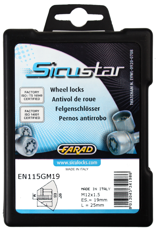 Zajišťovací matice SICUSTAR M12x1,5mm, kužel, otevřená, klíč 19