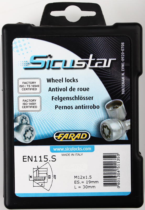 Zajišťovací matice SICUSTAR M12x1,5mm, kužel, zavřená, klíč 19