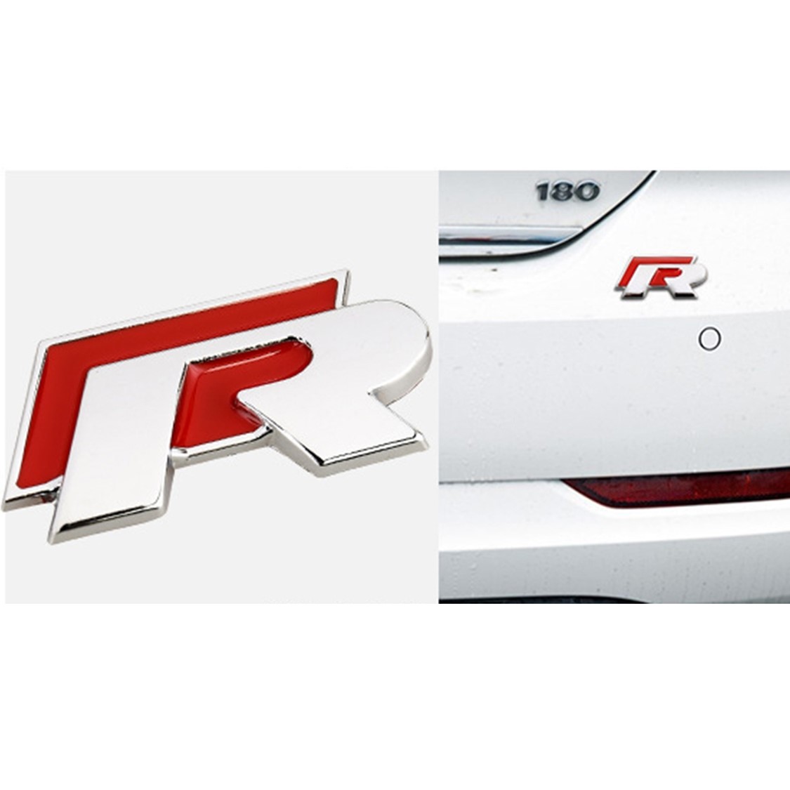 2x Samolepka 3D R-LINE (kratší), barva červená/chrom