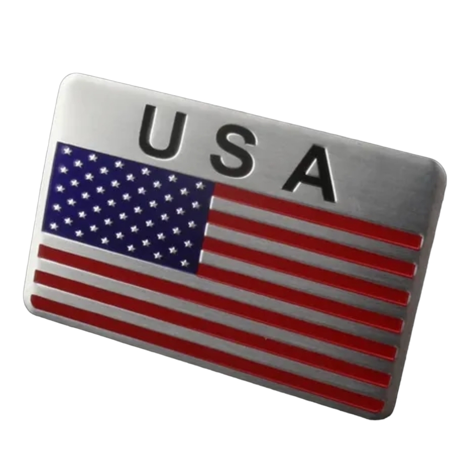 2x Samolepka 3D USA, barva chrom