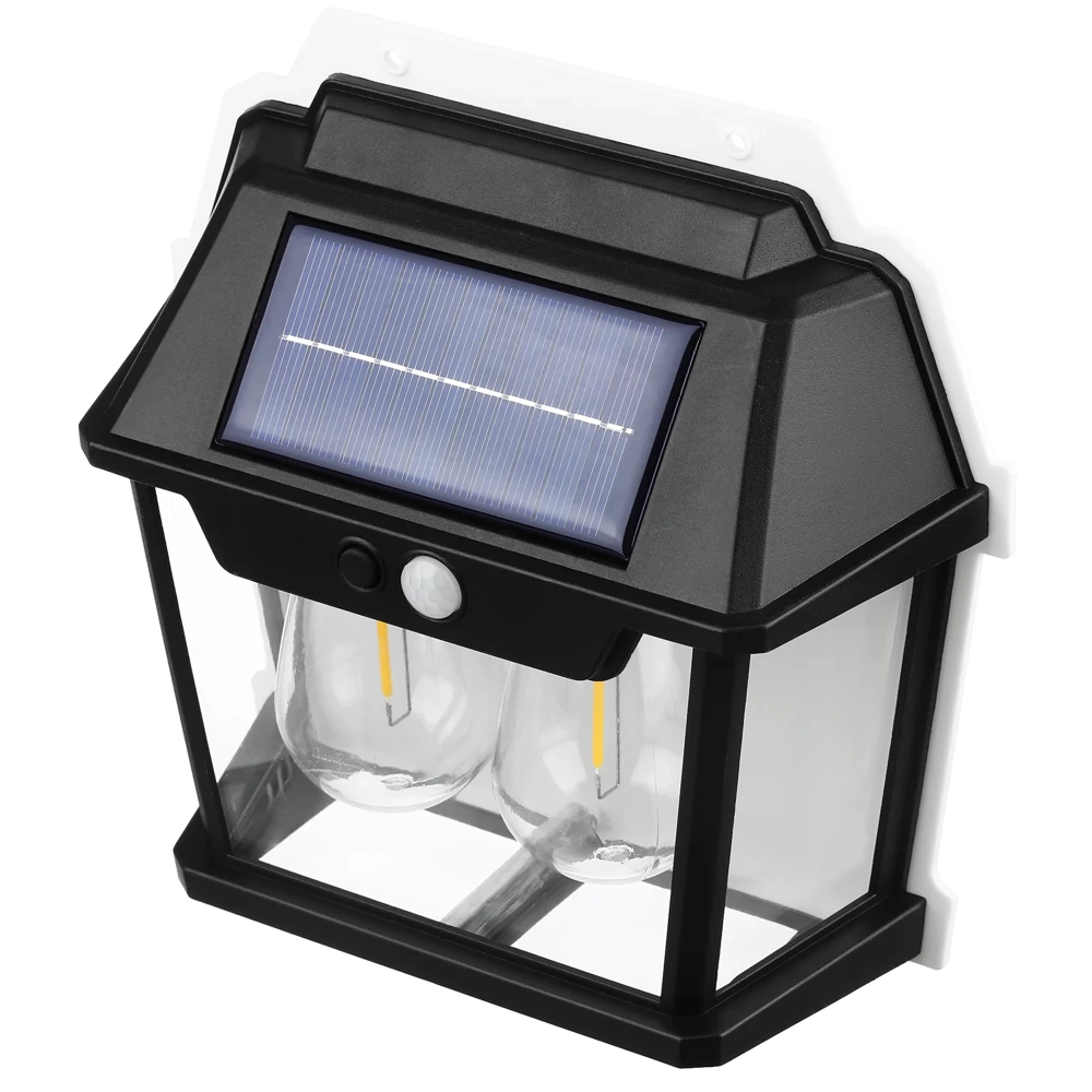 AKCE - Solární nástěnné světlo 2 LED s detektorem pohybu RETRO 28W 1800mAh 600LM 120°