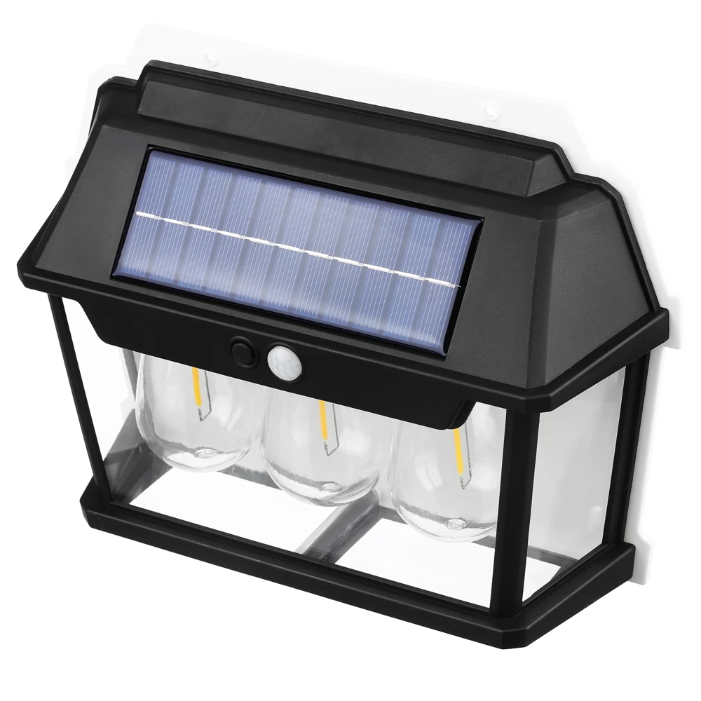 Solární nástěnné světlo 3 LED s detektorem pohybu RETRO 38W 1800mAh 600LM 120°