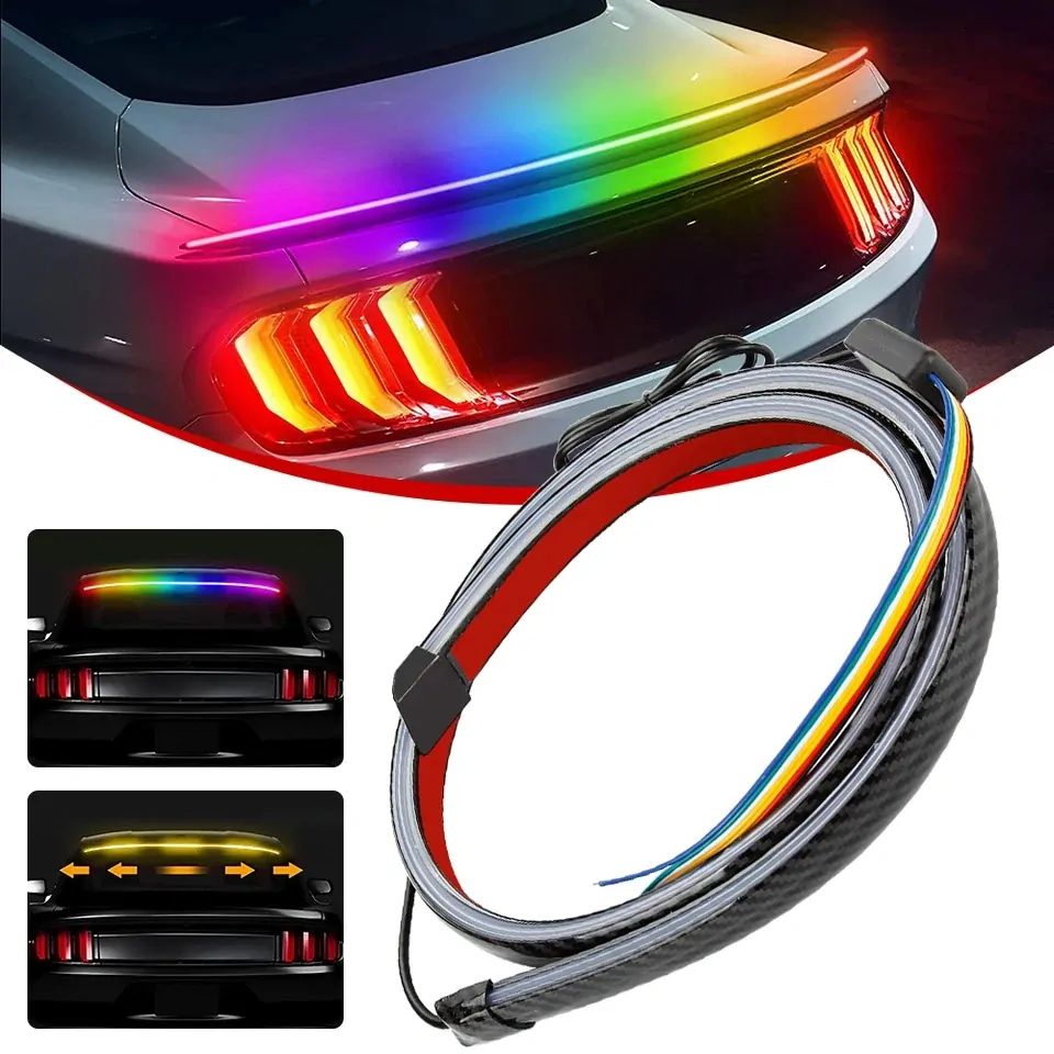 LED RGB pásek na spoiler, brzdové světlo, carbon 120cm
