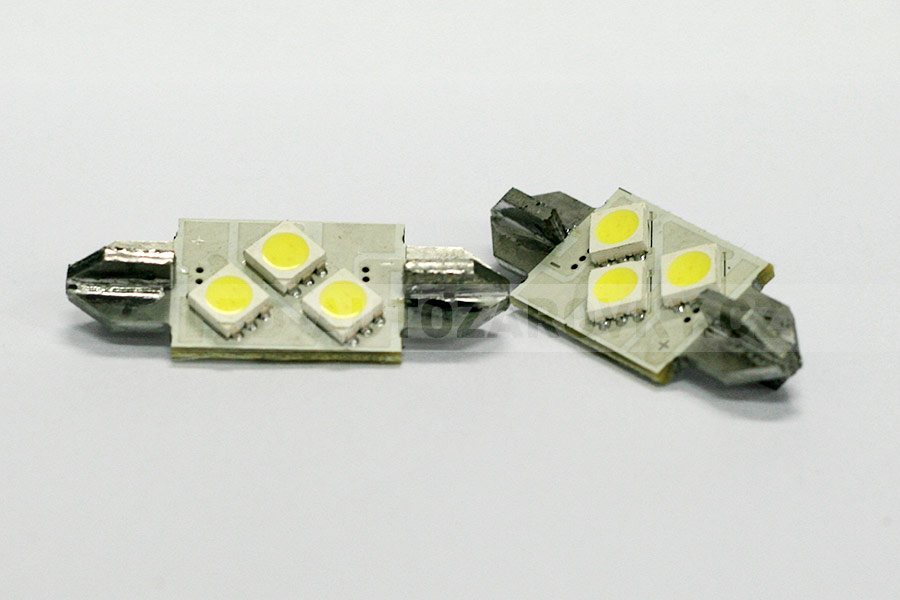 VÝPRODEJ: CAN-BUS sufitka bílá - Super Light, 3x SMD LED TRIANGLE, 36mm, 1ks