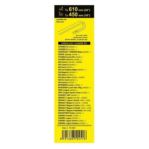 VÝPRODEJ: Stěrače FLAT SET 610+450mm, uchycení háček