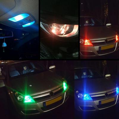 RGB LED autožárovky W5W T10 s dálkovým ovládáním, 2ks