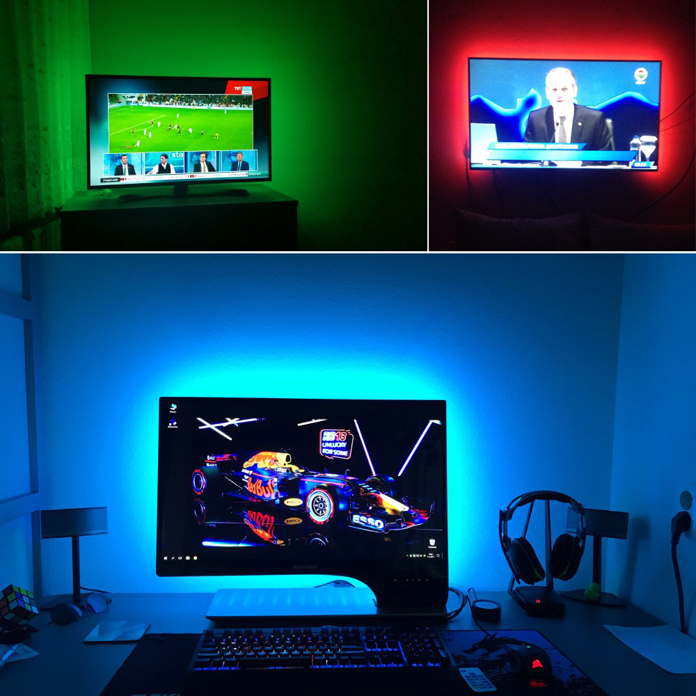 LED RGB světlo za TV a PC, délka 2m, dálkové ovládání, USB