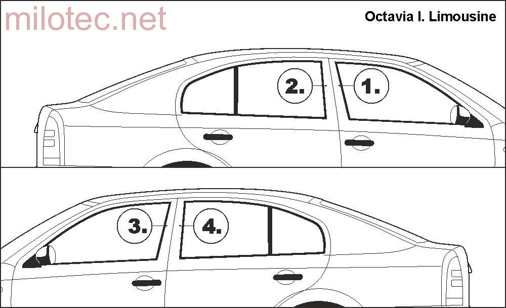 Kryty dveřních sloupků, černý lesklý "klavírlak" - Škoda Octavia I. Limousine