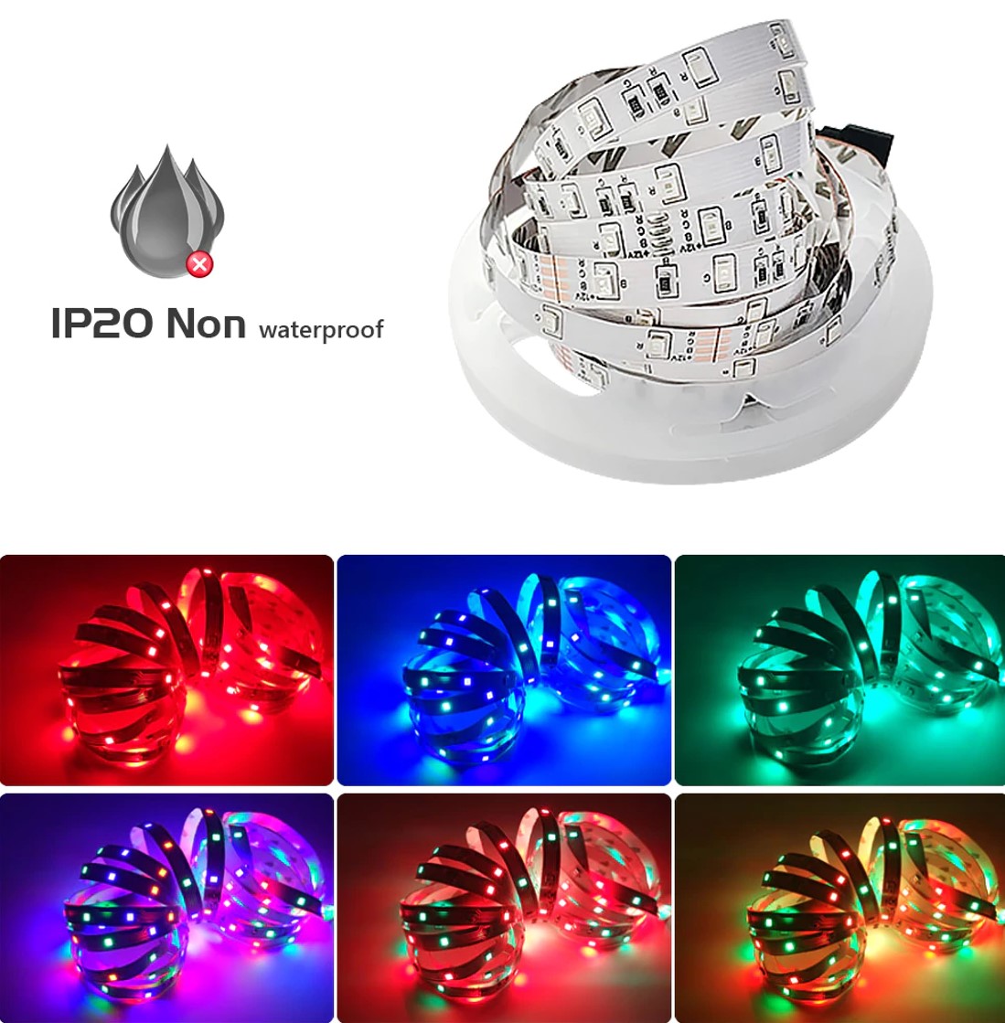 LED pásek 5m, RGB 7-barevný, LED 2835, dálkový ovladač - ZDROJ ZDARMA!