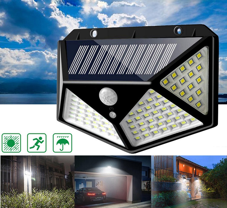 Solární světlo s detektorem pohybu 100 LED 20W 270°