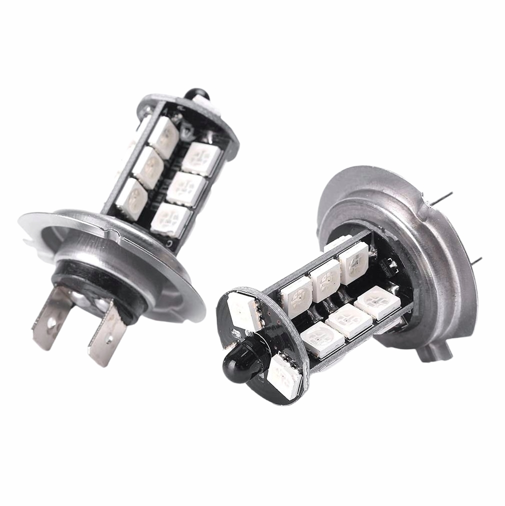 LED RGB autožárovky H7 27 SMD 12V 800lm s dálkovým ovládáním, 2ks