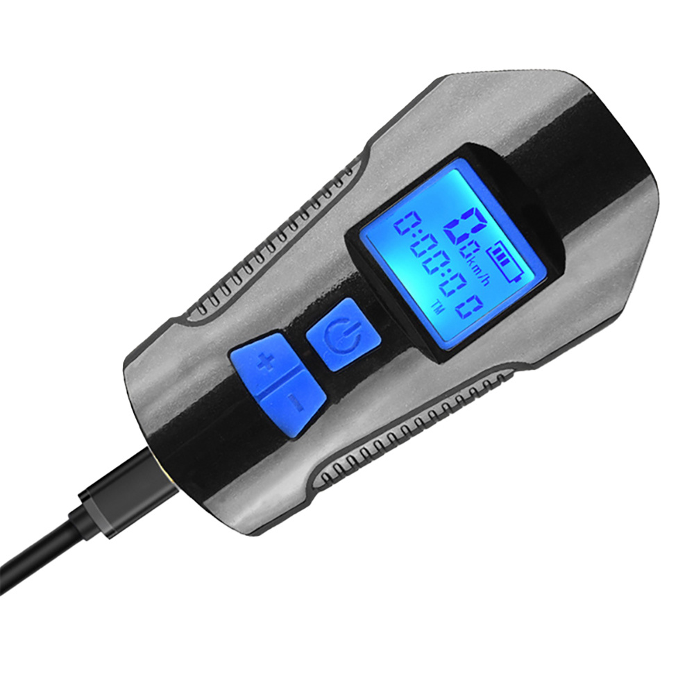 LED přední světlo na kolo, vestavěný klakson 120dB, funkce cyklopočítače, 300lm 1500mAh