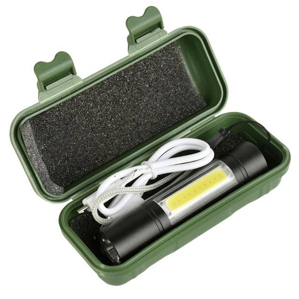 LED mini svítilna - baterka XPE CREE + COB, vestavěná dobíjecí baterie, 600mAh 450lm