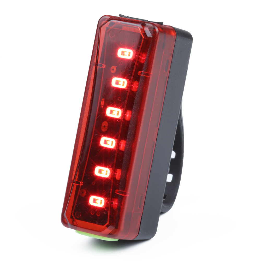 LED zadní světlo na kolo, 6 LED, 300lm, vestavěná baterie 