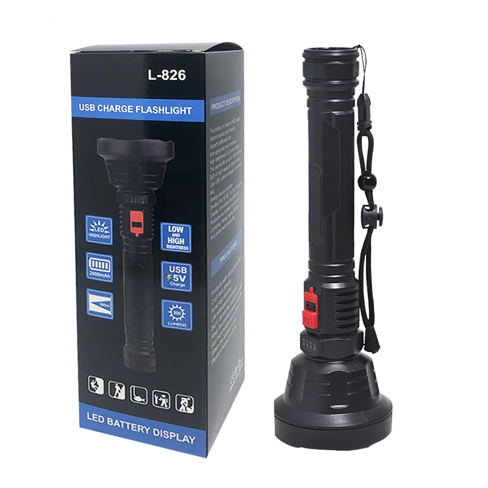 LED svítilna - baterka s vestavěnou dobíjecí baterií, 3 světelné režimy, 500lm, 2000mAh
