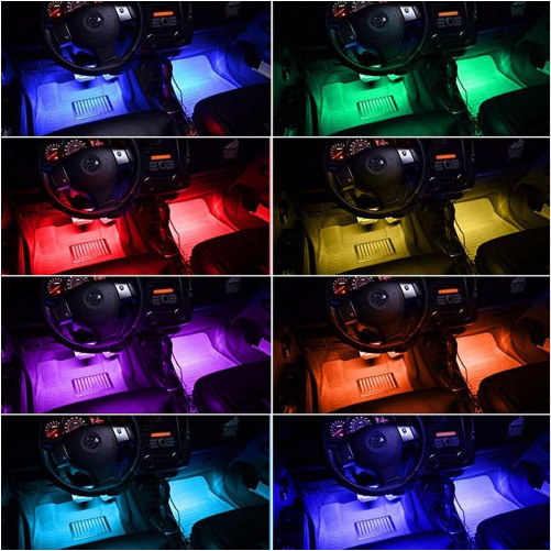LED RGB osvětlení do interiéru aut, 32cm s dálkovým ovládáním