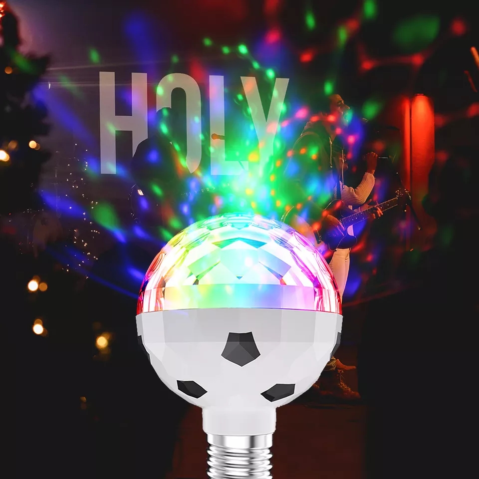 LED RGB disco koule - otočná žárovka E27