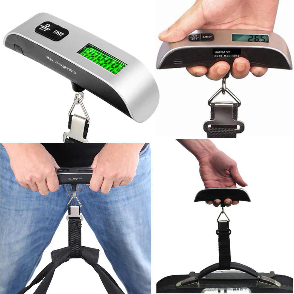 Digitální váha na zavazadla, teploměr, do 50kg ±10g
