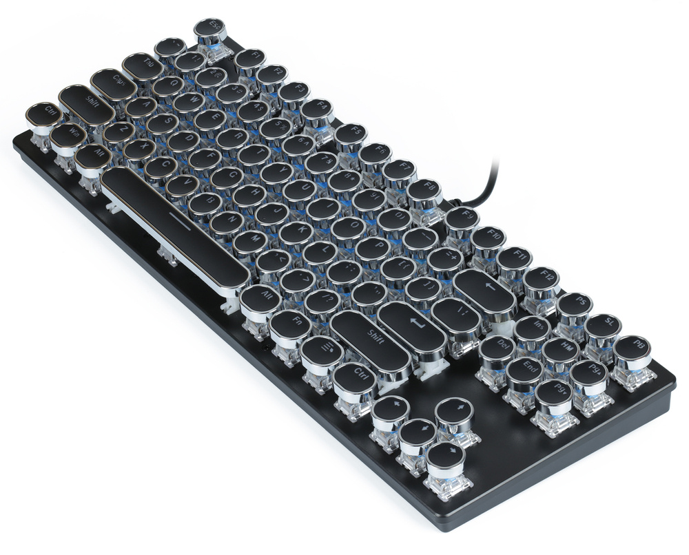 Mechanická herní klávesnice v retro stylu s RGB LED podsvícením a krátkými modrými spínači