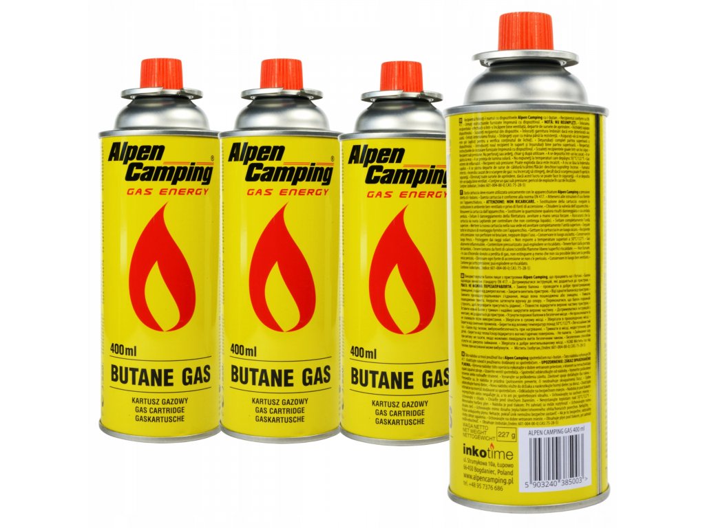 Plynová kartuše butan do plynových vařičů Alpen Camping 400ml, 28ks 